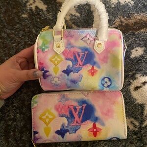 Louis Vuitton Multicolor Watercolor Mini Satchel in Pink Blue Yellow Cream